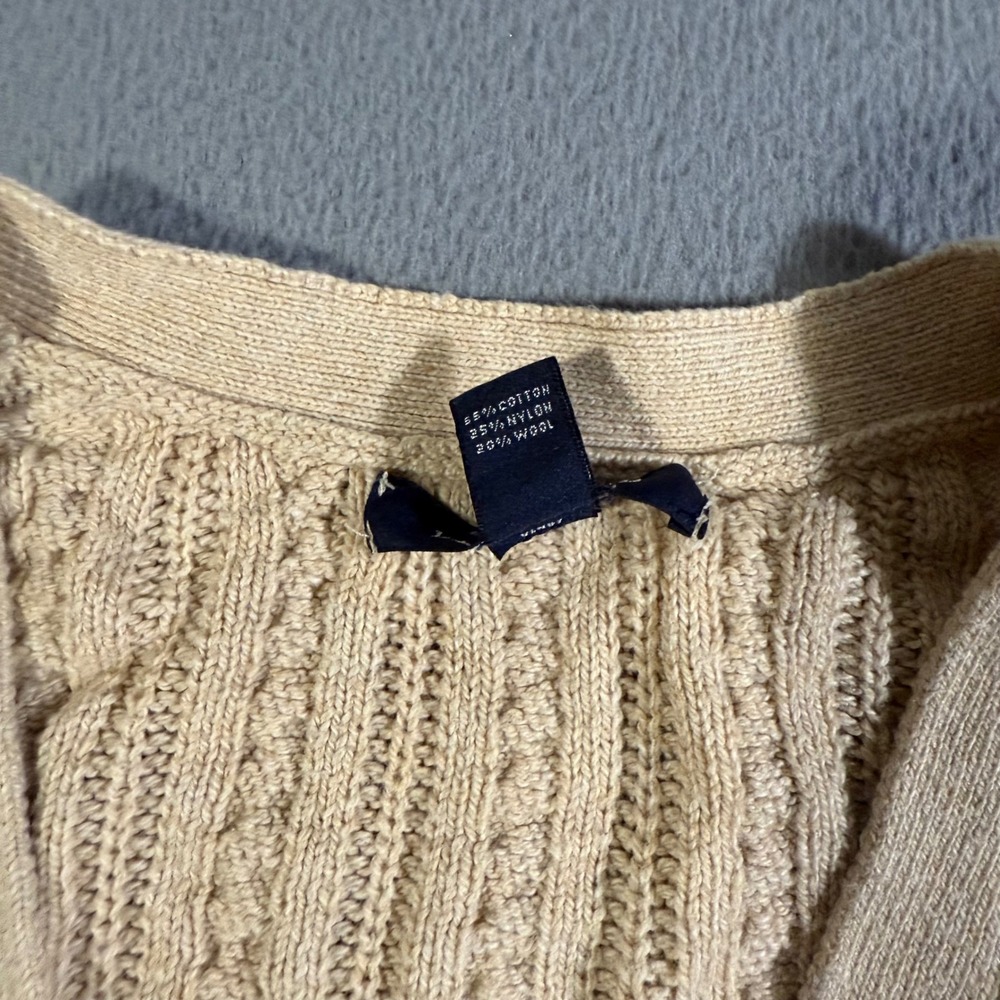 Lands' End Women's Cardigan Sweater Size‎ Sm Cable Knit Beige Button Wool Blend - Picture 3 of 7